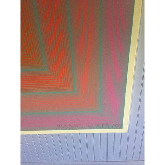 Vintage Fine Art Richard Anuszkiewicz "Reflections I - Blue Line With Mauve Cent - Picture 8 of 8